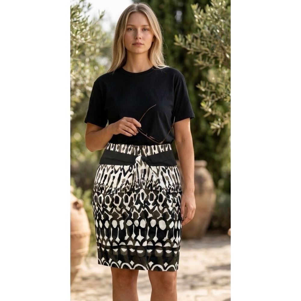 NEW Elie Tahari ABIGAL Skirt WHITE Black SAND DUNE Size 12